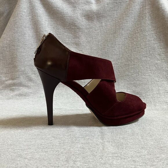 MICHAEL Michael Kors Burgundy Suede/Leather Heels, Never worn.  Size 7 - Picture 7 of 12